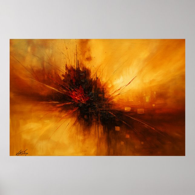 Affiche Impulsion volcanique - Éruption abstraite rouge et (Devant)
