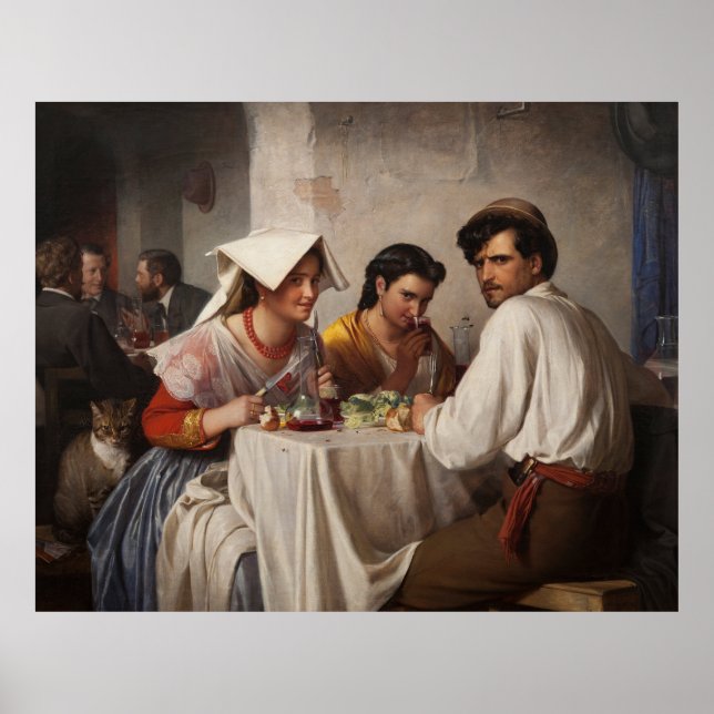 Affiche "In a Roman Osteria" - 1886 Carl Heinrich Bloch Ca (Devant)