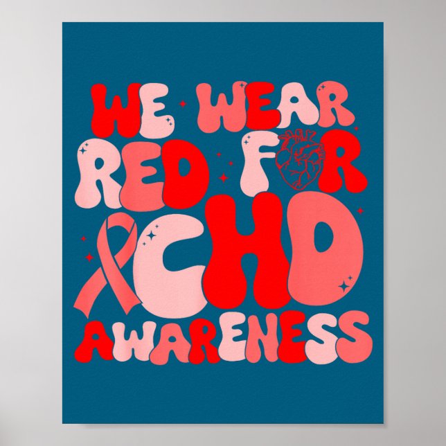 Affiche In February We Wear Red Chd Awareness Heart Diseas (Devant)
