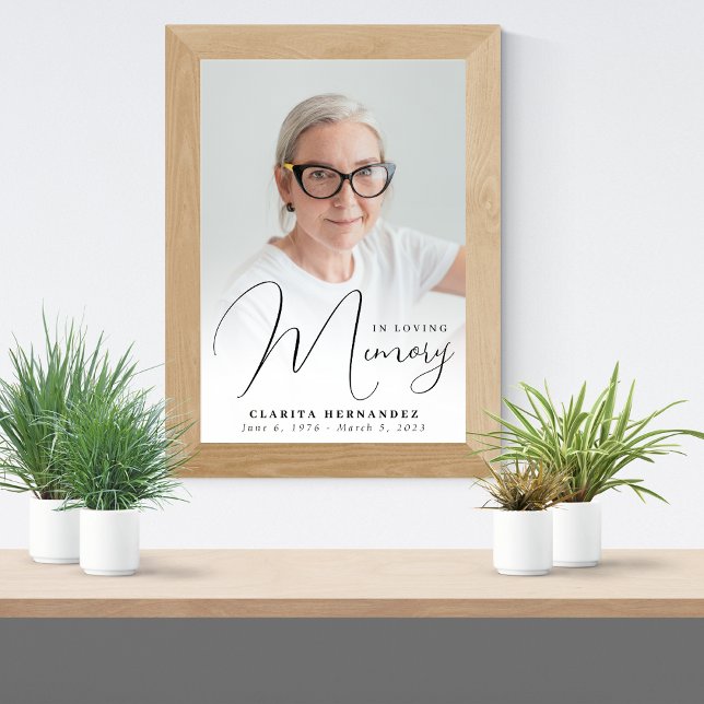 Affiche In Love Memory Script Élégant Photo Funeral (Créateur téléchargé)