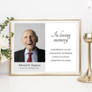 Affiche In Loving Memory Funeral Memorial Poem With Photo