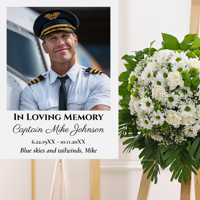 Affiche In Loving Memory Memorial Photo Funeral Aviation  (Créateur téléchargé)