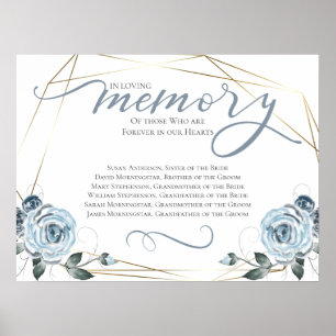 Affiche In Loving Memory Remembrance Wedding Ceremony Sign