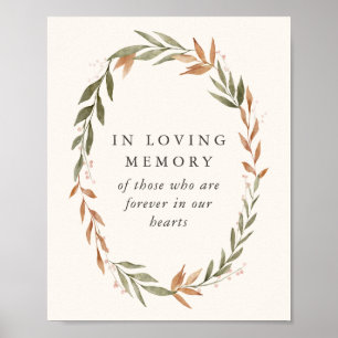 Affiche In Loving Memory Sign Elegant Fall Wreath Wedding