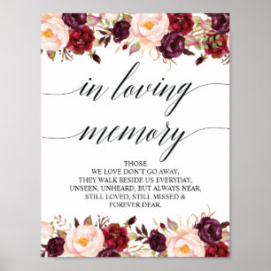 Affiche In loving memory Wedding Memorial Table Sign