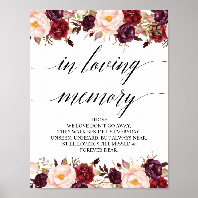 Affiche In loving memory Wedding Memorial Table Sign (Devant)