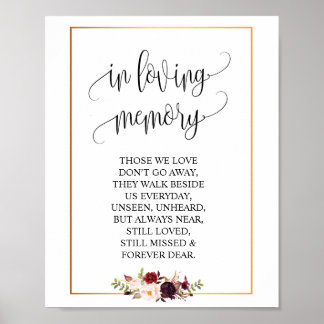 Affiche In loving memory Wedding Memorial Table Sign v3