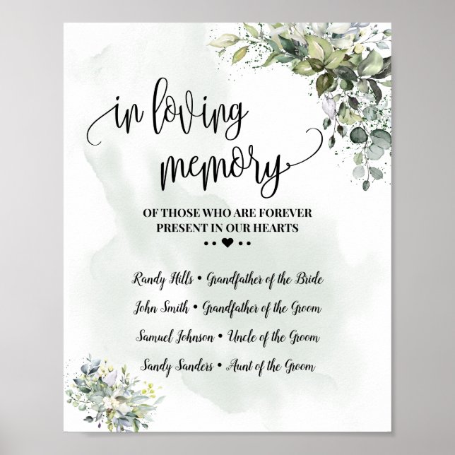 Affiche In memoriam souvenir eucalyptus succulent (Devant)