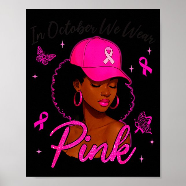 Affiche In October We Wear Nk Black Women Breast Cancer Aw (Devant)