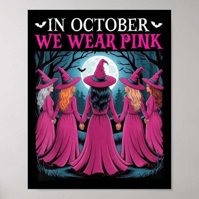 Affiche In October We Wear Nk Witch Halloween Breast Cance (Devant)
