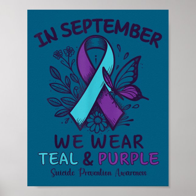 Affiche In September We Wear Teal Purple Ribbon Suicide Pr (Devant)