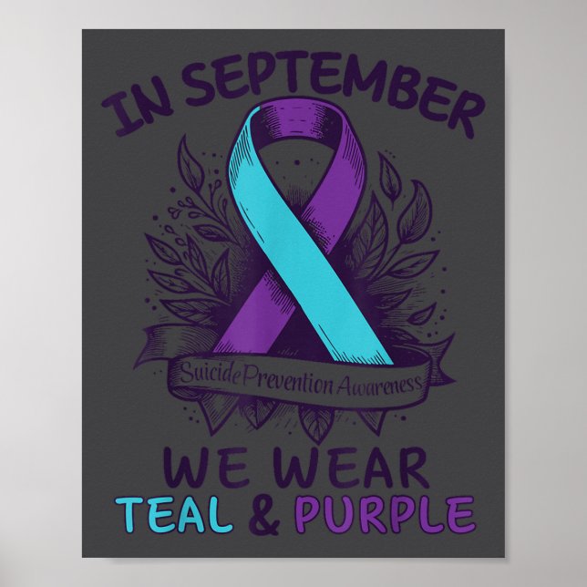 Affiche In September We Wear Teal Purple Ribbon Suicide Pr (Devant)