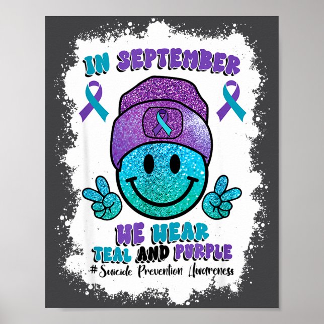 Affiche In September We Wear Teal Purple Ribbon Suicide Pr (Devant)