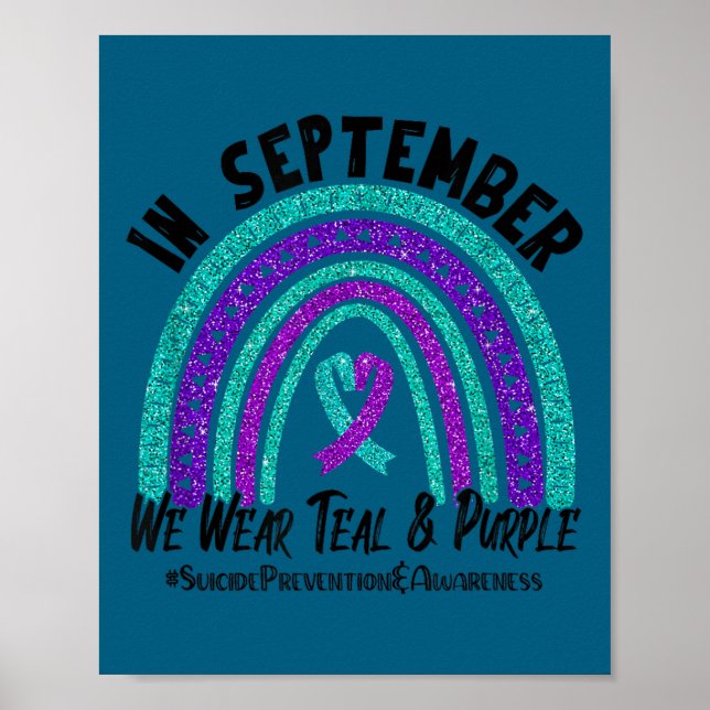Affiche In September We Wear Teal Purple Ribbon Suicide Pr (Devant)