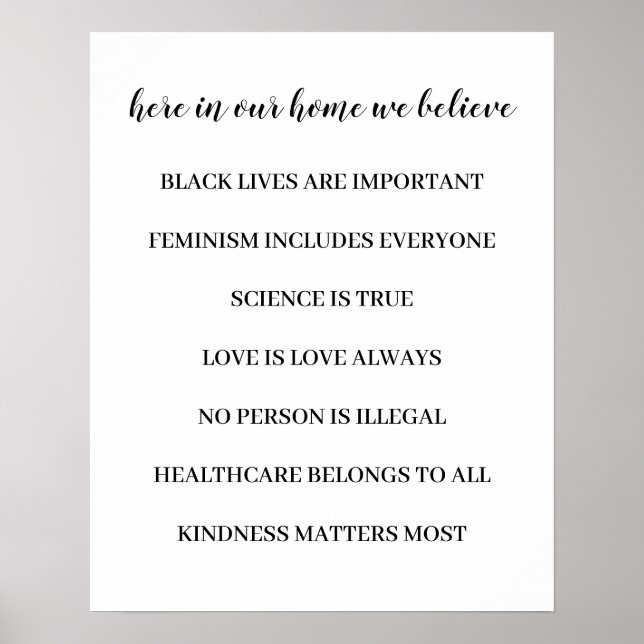 Affiche In This House We Believe Modern Minimalist Design (Devant)