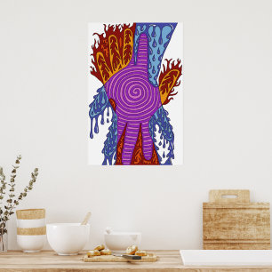 Affiche Incendie Abstrait et choc de l'eau