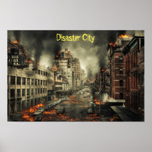 Affiche Incendie de la ville en catastrophe