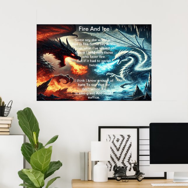 Affiche Incendie et glace : choc du dragon (Bureau à domicile)