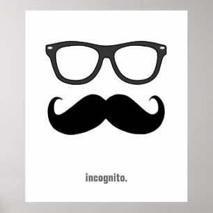 Affiche incognito - drôle de moustache et lunettes de sole