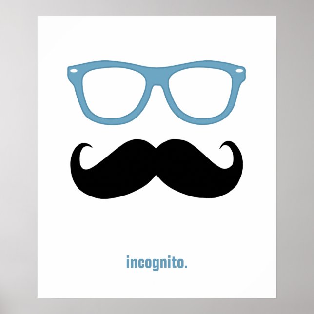 Affiche incognito - drôle de moustache et lunettes de sole (Devant)