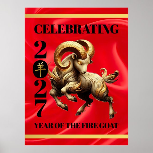 Affiche Incroyable année du Chèvre de Feu Rouge Chinois 20 (Devant)