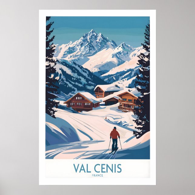 Affiche Incroyable Val Cenis Ski Art pour les passionnés d (Devant)