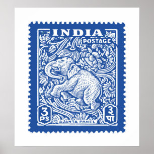 Affiche Inde : le design des timbres, Elephant