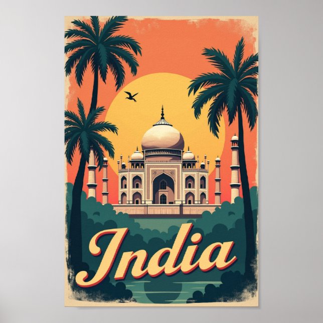 Affiche India – 70s Retro Travel Aesthetic (Devant)