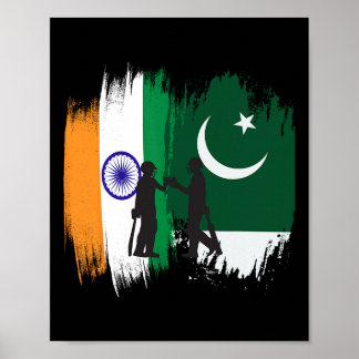 Affiche India And Pakistan Cricket Patriotic Gift For Fina