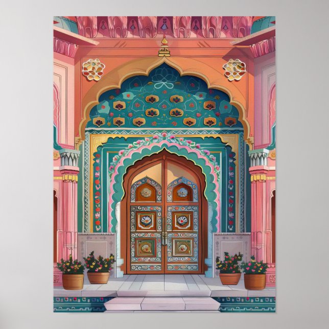 Affiche India Print India Illustration Jaipur Print Jaipur (Devant)