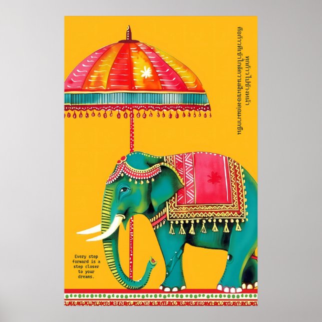 Affiche Indian Elephant Art Print Rajasthani Cultural (Devant)