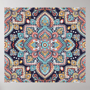 Affiche Indian Paisley : Motif ethnique mandala