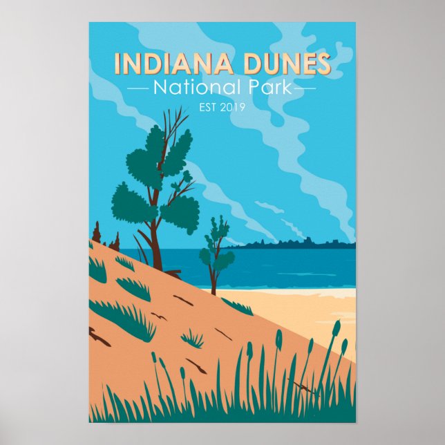 Affiche Indiana Dunes National Park Vintage (Devant)