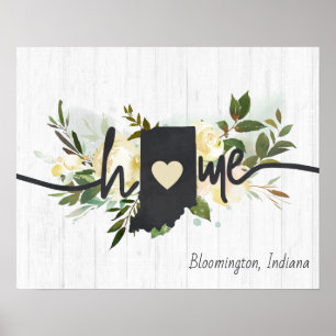 Affiche Indiana State Personnalisé Your Home City Rustic
