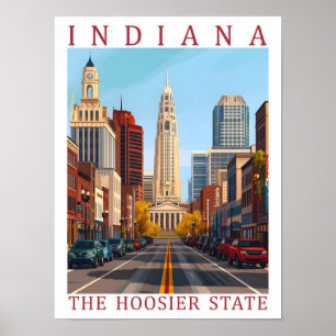 Affiche Indiana the Hoosier State USA Travel Place