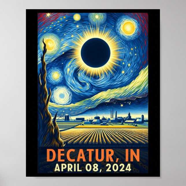 Affiche Indiana Total Solar Eclipse 2024 Nuit étoilée (Devant)