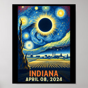Affiche Indiana Total Solar Eclipse 2024 Starry Night Van