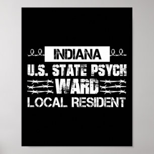 Affiche Indiana U.S. Inmate Psych Ward County State Jail H