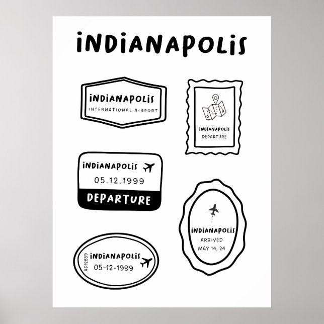 Affiche Indianapolis - Collection Timbres de Voyage (Devant)