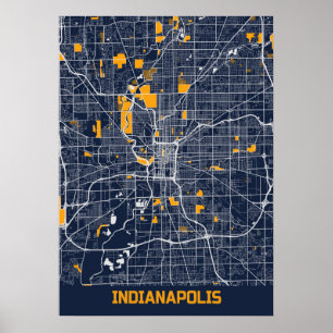 Affiche Indianapolis - Indiana Bluefresh City Map
