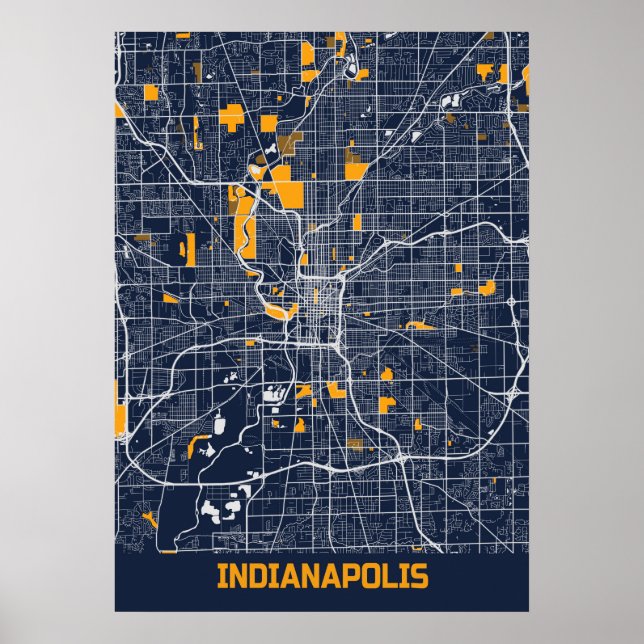 Affiche Indianapolis - Indiana Bluefresh City Map (Devant)