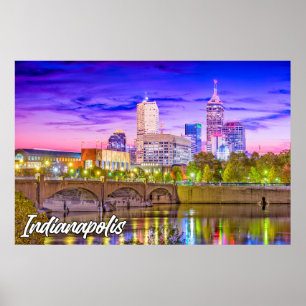 Affiche Indianapolis, Indiana, En Début De Soirée