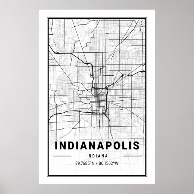 Affiche Indianapolis Indiana USA Cities Travel City Map (Devant)