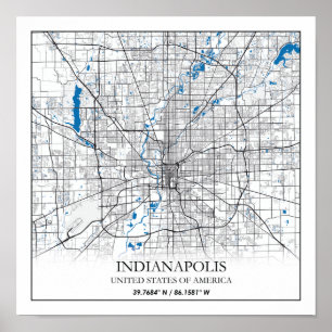 Affiche Indianapolis Indiana USA Travel City Map