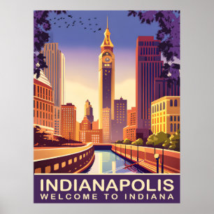 Affiche Indianapolis, White River et Canal, Travel