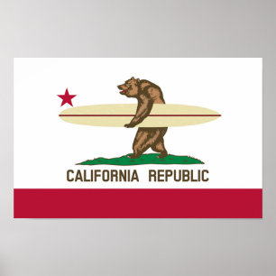 Affiche Indicateur California Surfer Bear