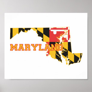 Affiche Indicateur et carte de l'état du Maryland