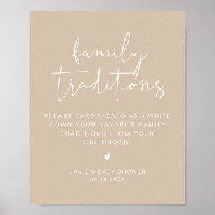 Affiche INDIE Boho Beige Family Traditions Baby shower