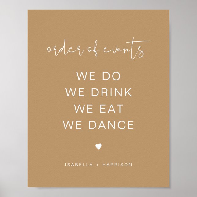 Affiche INDIE Boho Beige Mariage Ordre des événements Post (Devant)