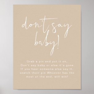 Affiche INDIE Boho Terre Toned Beige Ne pas dire Baby Sign